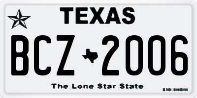 TX license plate BCZ2006