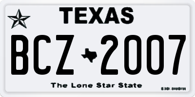 TX license plate BCZ2007