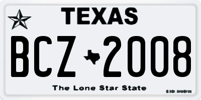 TX license plate BCZ2008