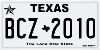 TX license plate BCZ2010