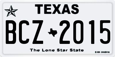 TX license plate BCZ2015