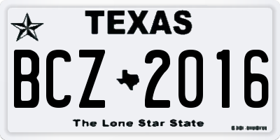 TX license plate BCZ2016