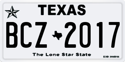 TX license plate BCZ2017