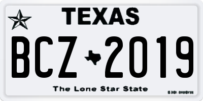 TX license plate BCZ2019