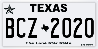 TX license plate BCZ2020