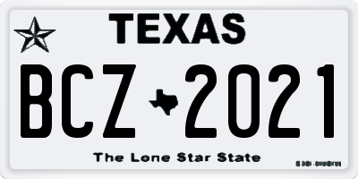 TX license plate BCZ2021