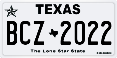 TX license plate BCZ2022