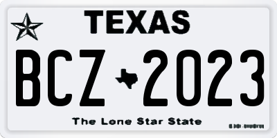 TX license plate BCZ2023