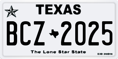 TX license plate BCZ2025