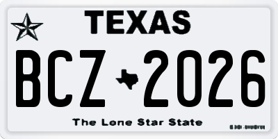 TX license plate BCZ2026