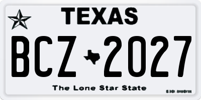 TX license plate BCZ2027