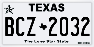 TX license plate BCZ2032