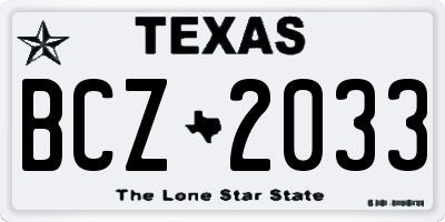 TX license plate BCZ2033
