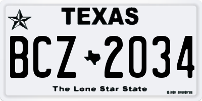 TX license plate BCZ2034