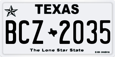 TX license plate BCZ2035