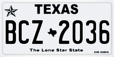 TX license plate BCZ2036