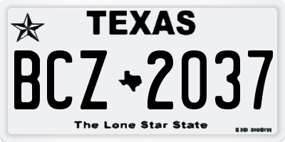 TX license plate BCZ2037