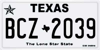 TX license plate BCZ2039