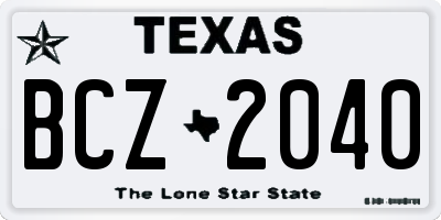 TX license plate BCZ2040