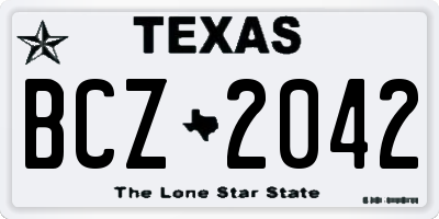 TX license plate BCZ2042