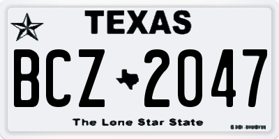 TX license plate BCZ2047