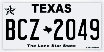 TX license plate BCZ2049