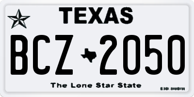TX license plate BCZ2050