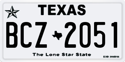 TX license plate BCZ2051