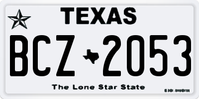 TX license plate BCZ2053
