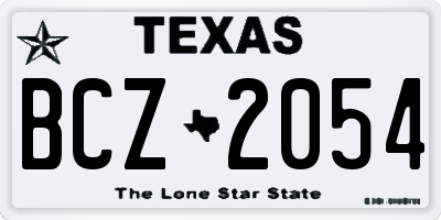 TX license plate BCZ2054