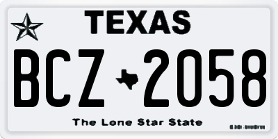 TX license plate BCZ2058