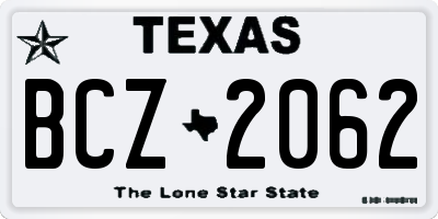TX license plate BCZ2062