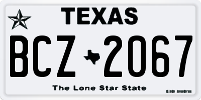 TX license plate BCZ2067