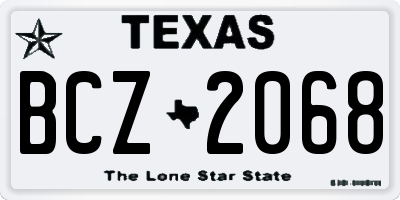 TX license plate BCZ2068