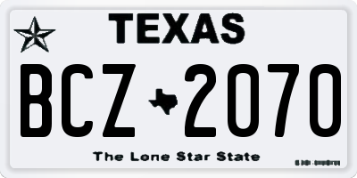 TX license plate BCZ2070