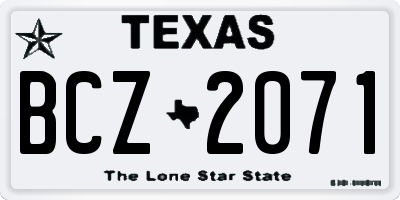TX license plate BCZ2071