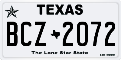 TX license plate BCZ2072