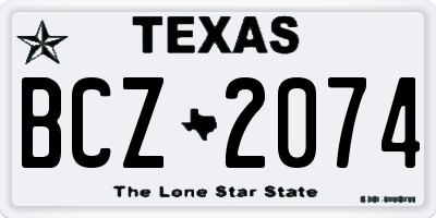 TX license plate BCZ2074