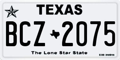TX license plate BCZ2075