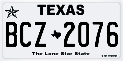 TX license plate BCZ2076