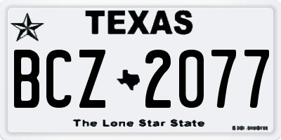 TX license plate BCZ2077