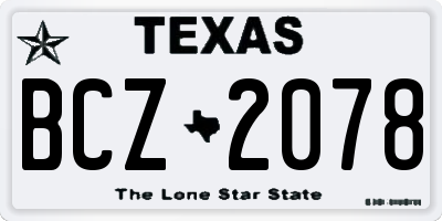 TX license plate BCZ2078