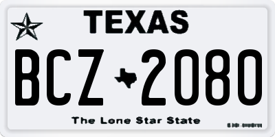 TX license plate BCZ2080