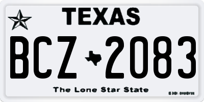 TX license plate BCZ2083