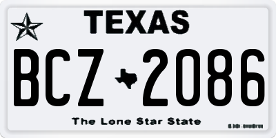 TX license plate BCZ2086