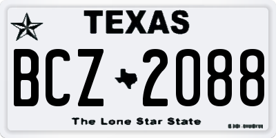 TX license plate BCZ2088