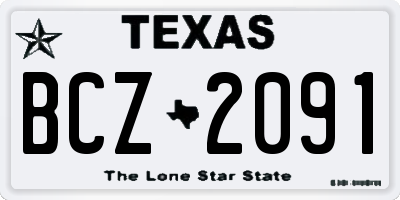 TX license plate BCZ2091