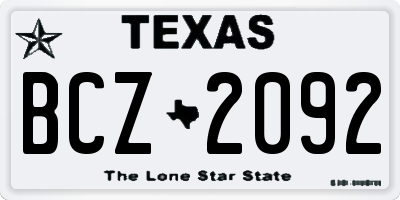 TX license plate BCZ2092