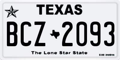 TX license plate BCZ2093