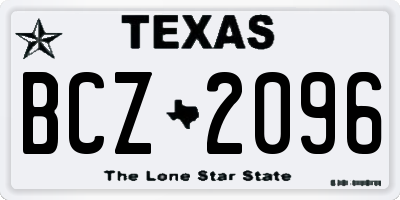 TX license plate BCZ2096